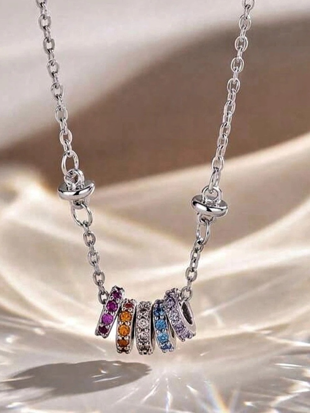 14K silver Multicolor Pendant Necklace